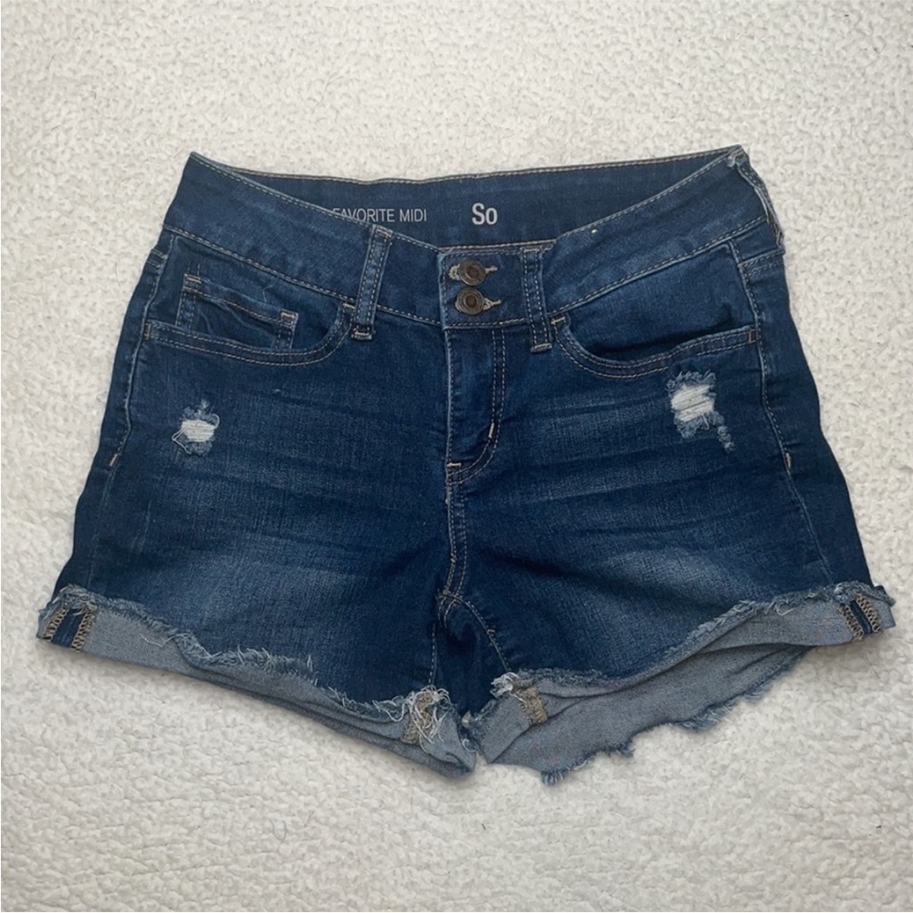Cut off denim shorts stretch favorite midi So Distressed - Picture 3 of 9